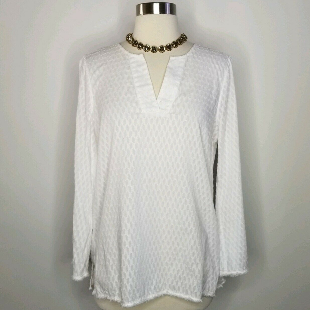 NYDJ Textured Long Sleeves Pullover Blouse XS